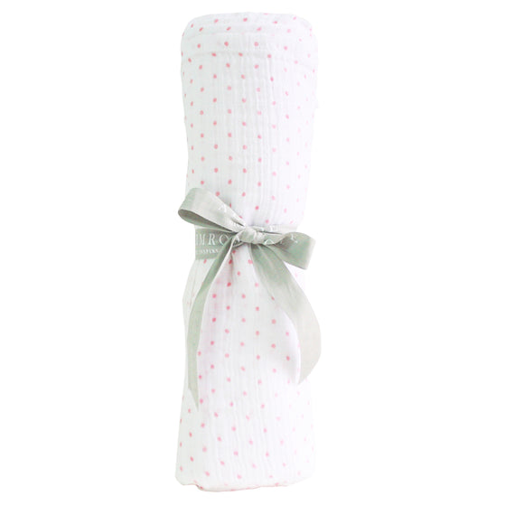 Pink Pin Spot Muslin Swaddle