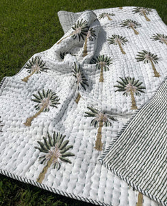 Green Palm Kantha Quilt